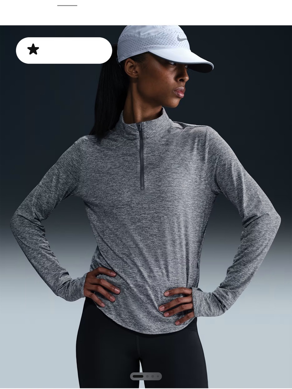 Nike Women's Gray Heather Quarter-Zip Long-Sleeve Performance Top